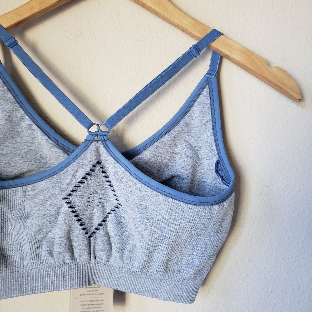Avocado | Blue Moisture Wicking Light-Medium Support Sports Bra - Picture 6 of 9